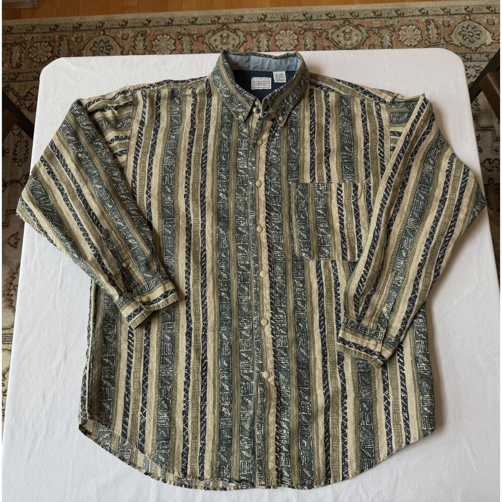 Vintage Bugle Boy Company Men's Long Sleeve Button-Up Shirt Sz Large